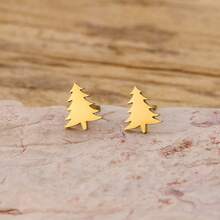 1 Pair Of Ladies' Christmas Tree Stud Earrings, Classic Christmas Theme, Made Of Stainless Steel, Suitable For Gifting, Weddings, Perfect Christmas Gifts