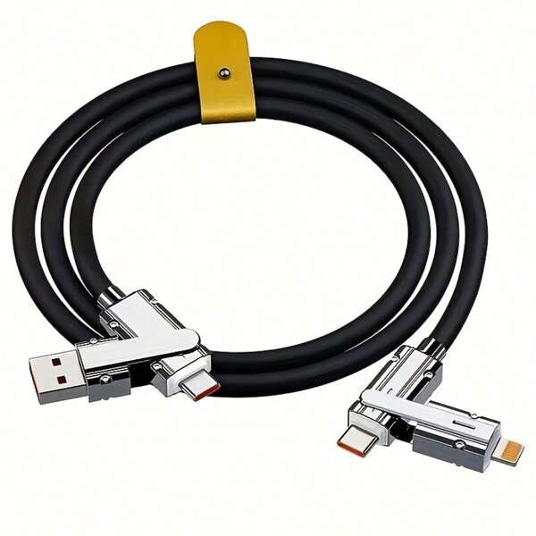 Cable de carga rápida 4 en 1 USB A MFi USB C, cargador de alta velocidad de 120W compatible con iPhone 16/15 Series, compatible con iPhone 14/13/12/11 Series, para Google Pixel, hasta 65W de salida máxima, cable USB-C para tabletas y teléfonos inteligentes, cables USB para carga