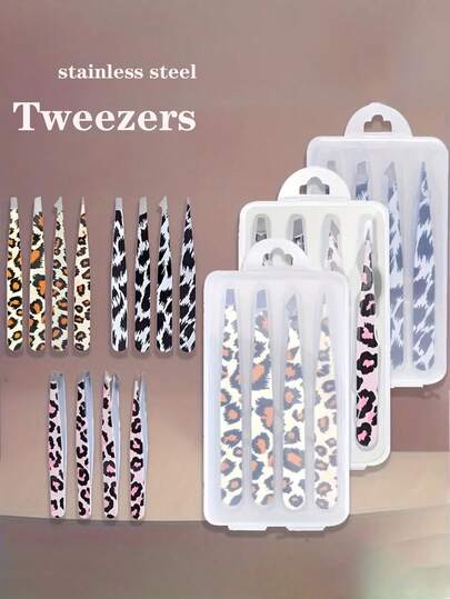 4pcs Precision Stainless Steel Tweezers, For Eyebrow And Facial Hair Removal - Angled, Pointed Tip, Slanted Tip, Ergonomic Design For Light Hair Plucking, Debris, Blackheads - Professional And Home Use, Eyebrow Tweezers, Smooth Metal Surface, Construction