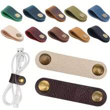 10 organizadores de cabos com clipes de metal - várias cores (azul, verde, vermelho, bege, marrom) para cabos de fone de ouvido, conectores de fone de ouvido e gerenciamento de cabos - design durável e elegante, suportes de cabos, acabamento metálico