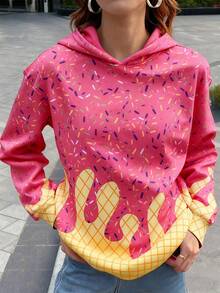 Youth/Kids Ice Cream Hoodies Sweatshirts Casual Comfort Tops Autumn Fashion Clothing 2025 Cute Clothes - Hồng - Xem 3
