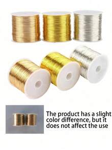 Kawat Logam Emas dan Perak, Kawat Perhiasan Stainless Steel Berkualitas Tinggi, Tidak Luntur, Tahan Karat, Ketahanan Warna Tinggi, Tahan Lama, Cocok untuk DIY Gelang dan Kalung, Kawat Manik-manik Tidak Luntur, Tali Perhiasan, Kawat Kepang Buatan Tangan - MultiWarna - View 8