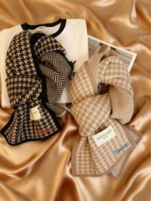 1pc Customized Unisex Embroidered Solid Color Faux Faux Cashmere Warm Scarf, Daily Use Fashionable, Colorful, Vintage, Contracted, Stylish, Fall Fashion, Old Money Custom, Personalized, Unique, Customized Ideal Gifts For Him Her, Winter Fashion, Christmas Gift, Christmas Decorations, Personalized Christmas Ornaments, Personalized Gifts For Women/Men, Christmas Accessories,Customized Scarves & Scarf Accessories,Street Casual Chic - Black - View 5