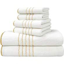Juego de 6 Toallas de Baño Grande Altamente Absorbentes Toalla de Microfibra para Baño Ultrasuave Grandes para Cuerpo para Hotel,Playa,Deportes(Blanco) - Blanco - Ver 8