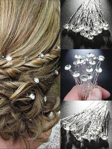 20pcs Sparkling Hair Design Accessories, Including, Faux Pearl & Flower Hair Pins Wedding, Party And Photography. Hair Clip, Hair Stick And Bridal Bouquet Pin Hair Control Elegant Hair Bun Hair Bun Maker Bun Hair Piece, School Stuff, Pearl Hair Accessories, Vacation Outfits Woman - Clear - 查看 2