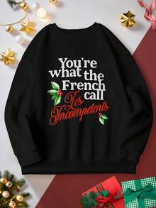 Women's Fun French Slogan Sweater - 'You Are The Person French Call Les Incompents' - Black Crew Neck Pullover With Red Text - Everyday Casual And Christmas Outfit - Machine Washable All-Season Sweater, Suitable For French Culture Enthusiasts - Loose Crew Neck Geometric Print Holiday Casual Wear - Festive French Theme Design - Soft Comfortable Fabric - Perfect For Layering, Ugly Christmas Sweater, Women's Christmas Sweater, Women's Ugly Christmas Sweater, Women's Oversized Sweater, Mental Health Sweater - White And Navy Off-The-Shoulder Cropped Top - màu đen - Xem 2