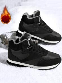 1 Paio di Stivali da Neve Casual da Uomo, Scarpe da all'aperto, Scarpe da Trekking, Scarpe Calde, Scarpe da all'aperto Antighiaccio Confortevoli, Scarpe da Passeggio Comode, Scarpe Gump, Scarpe da Allenamento, Scarpe da Corsa, Nero, Taglie Comode