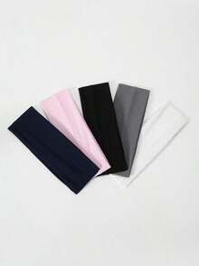 5pcs Set Wide Elastic Sports Yoga Headbands, Pink Tone Hair Band Turban Headband Sweatband, Hairband Fall Winter Hair Accessories For Women For Vacation Outfits Woman Elegant Scarf Women Bandana Soft Headwrap - 多色 4 - 查看 13