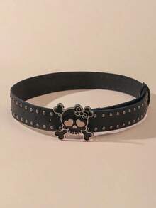 1pc Fashion Punk Street Style PU Leather Cute Skull Bow Belt, Suitable Young Girls To Match Jeans, Dresses Outing And Party Valentine's Day Valentines Fall, Autumn, Halloween - Bộ xương - Xem 6
