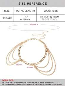 Fashionable Personalized Tassel Multi-Layer Metal Waist Chain Dress Decorative Belt - Gold - View 4