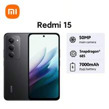 Xiaomi 小米 Redmi 15 全球版智能手机 NFC 大容量 7000mAh 电池 沉浸式 6.9 英寸 FHD+ 显示屏 高达 144Hz 高刷新率 强大的 Snapdragon 685 高达 16GB RAM 带内存扩展 四曲面设计，手感舒适 IP64 防尘防水 33W 快速充电 50MP AI 双摄像头系统 智能开关，轻松夜间拍摄 - 黑色 - 查看 1