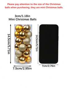 24个3厘米圣诞球套装，圣诞装饰球，圣诞树装饰，适用于婚礼、生日派对、节日装饰、圣诞派对、圣诞氛围装饰道具、圣诞装饰品、圣诞礼物、圣诞装饰、房间装饰、家居装饰、圣诞装饰品、家居圣诞礼物、圣诞装饰 - 彩色 - 查看 2