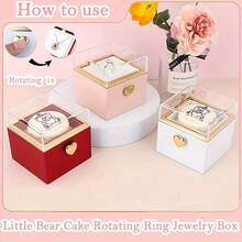 1件创意惊喜盒，旋转蛋糕蜡烛首饰包装盒，戒指项链自动旋转礼盒，生日/情人节礼物包装 - 小熊首飾盒 - 查看 6