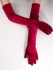 1 Pair Women's Vintage Velvet Long Gloves, Autumn/Winter Warm, Cosplay, Party, Wedding, Formal Event, Ball Accessory Christmas - Multicolor - View 4