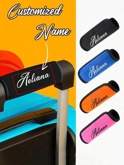 Custom Embroidered Name Handle Luggage Handle,Travel Case Bag Handle Grip Protective Cover,Travel Bag Covers, Luggage Grip Identifiers Suitcase Wraps,Luggage Handle Set, Trolley Case Handle Protection Cover, Wear-Resistant Convenient And Comfortable Pad, Shoulder Strap, Airplane Cruise Ship Travel Accessories
