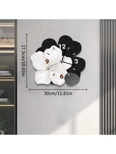 YZOK 1pc, The Wand Klok Living Room 2025 New Verlichting Luxe High End Feel, Features Silent out Holes Bloemen Creative ative Painting view 5