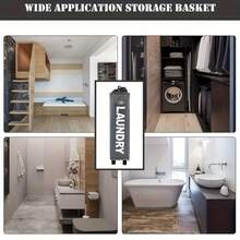 1 Pc With Wheels, Portable Foldable Laundry Basket. Rollable Storage Box, Removable Laundry Bag And Handle, Durable Canvas Storage Space For Dormitory And Apartment Laundry Rooms, Laundry Room Accessories, Portable Storage Box, Suitable For Narrow Corners, Simple Fabric, Multiple Colors Available - màu đen - Xem 9