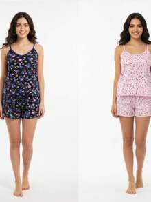 Kit 2 Baby Dolls Conforto do Verão – Pijamas Leves para Noites Fresquinhas - Multicolorido - Visão 9