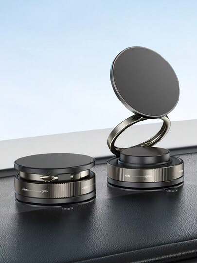 1 Stück magnetischer Autotelefon-Halter, faltbarer Dual-Ring Handyständer, 360° drehbare Vakuumsaugnapf-Halterung, universelle Auto-Desk-Navigationshalterung