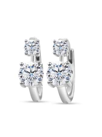 1 par örhängen i 925 sterlingsilver med 2,6 karat moissanit, presentset med GRA-certifikat och presentask, lämpliga för vardagsbruk, dejt och fest.