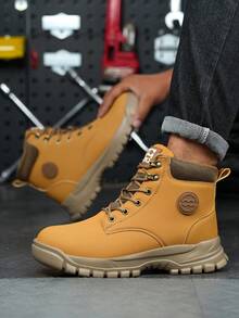 Giày bảo hộ lao động thời trang nam, giày leo núi ngoài trời có mũi thép, giày bảo hộ cao cổ cỡ lớn, giày bảo hộ lao động công nghiệp xây dựng nhà kho cho mùa xuân, thu và đông. - màu đen - Xem 3