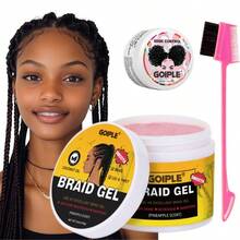 Goiple Gel tạo kiểu tóc tết 380g/150g/100g, gel giữ nếp chắc chắn cho kiểu tóc xoắn, tết sát da đầu và tạo kiểu chân tóc, không nhờn, bóng mượt, chống xơ rối, gel dưỡng và làm mượt tóc, bộ dụng cụ tết tóc kèm sáp giữ nếp, dây đeo cổ tay từ tính, lược và phụ kiện tóc. - Nhiều màu - Xem 14