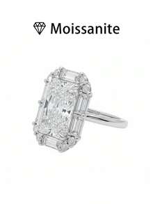 1pc Women's Wedding Ring, Sparkling Elegant Ring, 2.4g 925 Sterling Silver, 2 Carat Moissanite, Bohemian Palace Style, Luxury Engagement/Wedding/Anniversary/Valentine's Day Gift, Comes With Moissanite Certificate And Exquisite Gift Box - Silver - View 7