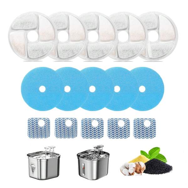 Cat Water Fountain Filter, Cat Fountain Filter Replacement For Square 2.2L/73oz Stainless Steel Pet Water Fountain, 5 Packs Or 10 Packs Pet Fountain Filter Replacement