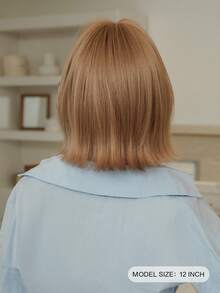 NAMM 12 Inch Short Curly Wigs For Women - Modest Fashion Wave Wig Curtain With Bangs, Brown Soft Silky Heat-Resistant Synthetic Fiber Wigs For Daily Use, Perfect For Holidays Music Festivals Celebrations-Sakura Celebrations Glam & Party Street Wear Photography Use - 棕色 - 查看 2