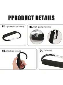 EstiloGanchos para Carriola, Mosquetón Carrito Bebe para Bolso, Herramienta Multiusos, Gancho a Presión, Stroller Hook para Bolsas, Pañaleras, Biberones, Sillas Ruedas pañaleras y más Carabiner Hook (Negro)Versión mejorada - 1 - Ver 3