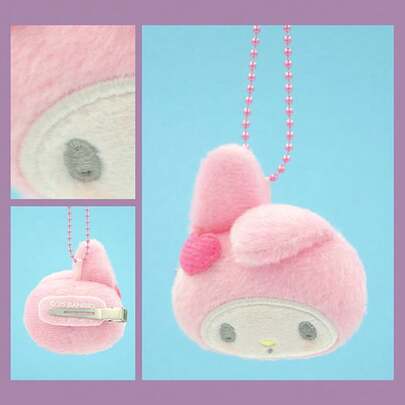 Sanrio My Melody 50th Anniversary Peach Pendant, Cute Plush Charm with Peach-Themed Design, Soft Short Plush Material Stuffed with PP Cotton, Adorable Bow & Frill Details, Lightweight Bag/Key Accessory for/Pody & Adults, Durable Stitching, Key, for Fans/Podyguy, for Shaion, Key, for Fans, for Gurody） Collectible