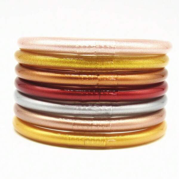 1 Peça/Conjunto Pulseira Budista de Sete Cores Templo Rush, Pulseira de Gelatina Brilhante, Pulseira de Silicone Preenchida, Pulseiras Femininas