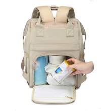 大容量简约妈咪背包，产妇医院包，可放置奶瓶和尿布 - 彩色 - 查看 5
