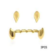 3pcs 1 Set Of Double Fang Teeth, Vampire Fangs Combination, 6 Pieces Pointed Teeth Prop For Halloween Stage, Funny Hip-Hop Cosplay Costume, Unisex