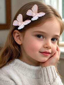 820 件女孩彩色网状蝴蝶结发夹，可爱公主发带，弹性耐用无损发带，儿童发圈带水钻星星，适合日常使用和礼物