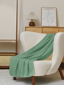 1 pieza Manta de punto verde sólido para bebé, diseño minimalista clásico, súper suave, cálida, ligera, manta decorativa estacional, adecuada para siesta, camping, viaje y decoración del hogar/oficina - Sin electricidad, sin plumas, hipoalergénica, fácil de cuidar, rosa, gris, azul, morado, decoración de otoño, decoración de habitación, vuelta al colegio, útiles escolares