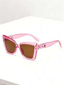 1pc Girls Cat-Eye Chain Asymmetrical Fashion Glasses Suitable For Daily Wear - Multicolor - View 10