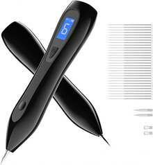 Pluma para Etiquetas de Piel - Pluma para Etiquetas de Piel y Lunares para Uso en Casa Kit Portátil para Lunares, Verrugas y Etiquetas - Negro - Ver 1