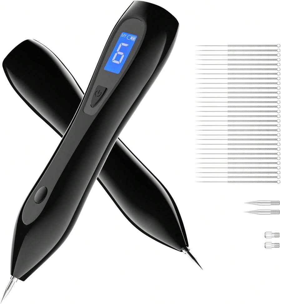 Pluma para Etiquetas de Piel - Pluma para Etiquetas de Piel y Lunares para Uso en Casa Kit Portátil para Lunares, Verrugas y Etiquetas - Negro - Ver 1