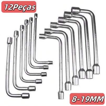 Kit 12 Peças Jogo de Chave Biela Kit Ferramentas 8 a 19mm Kit Ferramentas Jogo Chaves Biela Chave Boca