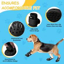 Dog Shoes For Hot Pavement Non-Slip Waterproof Dog Shoes For Medium Dogs Large Size Dogs Easy ON & Off Adjustable Easy-Clean For Beach Outdoor Black Size L: (3.5x2.63'')(L*W),23885310 - 黑色 - 查看 5
