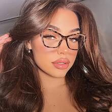 Fashion Cat Eye Color Block Frame Transparent Lens Women's Glasses - Retro Leopard Print Full Frame Design - Pink Leopard Print - View 10