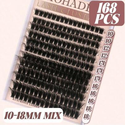 Lash Extension Kit Thick Eyelash Extension Kit 10-18mm Fluffy Lash Clusters 100D Individual Eyelashes Kit With Lash Bond, Lash Remover, Lash Applicator, DIY Lashes Extension