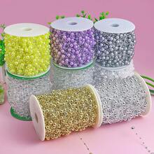 5码8毫米圆形珍珠串珠链花环花朵亚克力珠子适用于婚礼圣诞装饰DIY珠宝配饰