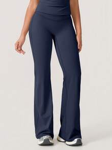 NcmRyu 1件装女士高腰V型提拉塑形喇叭运动紧身裤 - 藏蓝色 - 查看 3