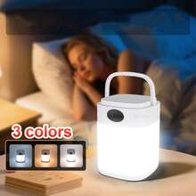 Schlafzimmer LED Nachtlicht, Augenschutz 3-Stufen einstellbare Fernbedienung, USB Aufladung Touch Schalter mit Zeitanzeige, Nachttischlampe, Leselampe für Studentenwohnheim, Outdoor Camping und Angeln Lampe