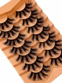 7 Pairs 3D Cartoon Eyelashes, Natural Looking Fluffy & Thick Eyelashes, D Curl Russian Volume Reusable Dramatic False Eyelashes, Suitable For Beginners