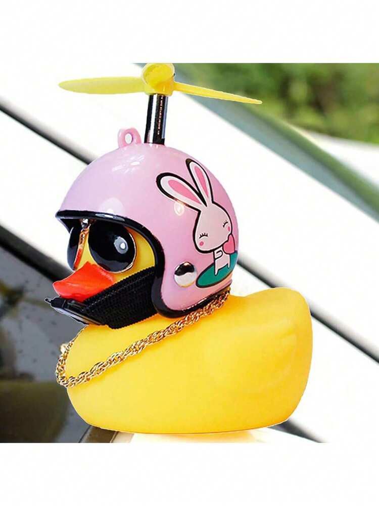 1pc Duck Car Dashboard Decorations Rubber Duck For Car Car Accessories Rubber Duck With Thruster Helmet Sunglasses, And Gold Chain Cool Ornaments - Multicolor - View 10