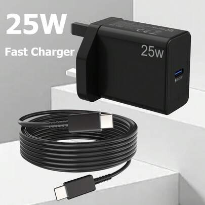 25W 超级快速充电，适用于三星 Galaxy 手机充电器 USB C 插头和 2 米线缆，适用于 A54 5G/A34 A52 A52S A15 A25 A71 A72、S24/S24 Plus/S21 Ultra、Z Fold 4 5/Z Flip、PD3.0 壁式适配器，兼容 15 16