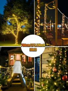 1 pieza Guirnalda de Luces Solares para Exteriores - 300/200/150/100/50 LED, Luces de Hadas Solares de Alambre de Cobre, IP65 Impermeable, 8 Modos de Iluminación, Adecuado para Jardín, Terraza, Boda, Acampada, Fiesta, Patio, Decoración de Árbol de Navidad, Navidad, Halloween, Luces de Decoración para el Día de San Valentín (Blanco Cálido/Blanco/Color/Azul/Rosa/Rojo)